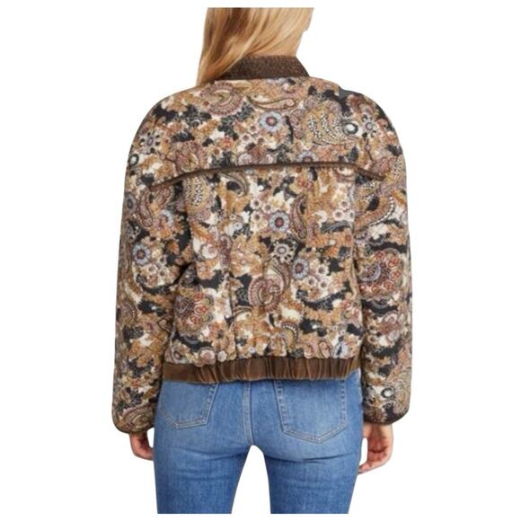 Free People Great Escape Reversible Quilted Bomber Jacket Paisley Print Size S - Picture 3 of 12